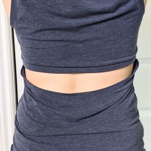 Exposed Back Workout Tank Top Blue